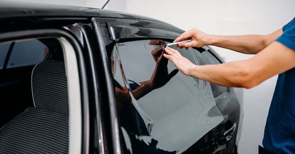 Tinted window installation.